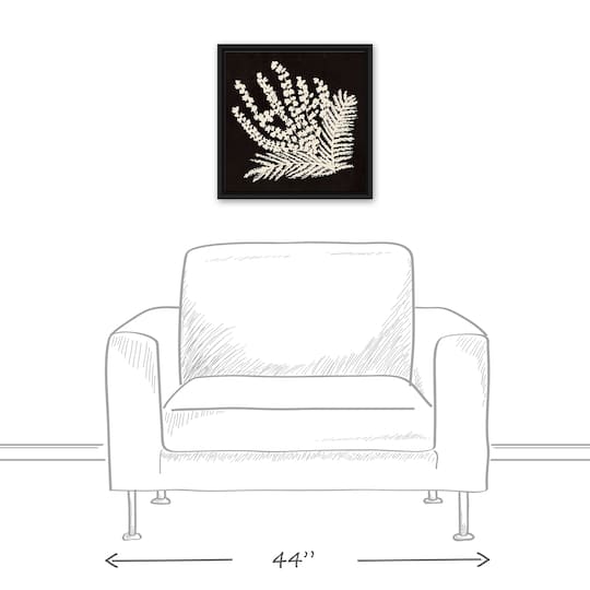 Coal Botanical 16" x 16" Black Floating Framed Canvas